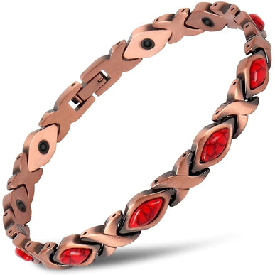 Womans Magnetic Copper Bracelet -Red #530-2
