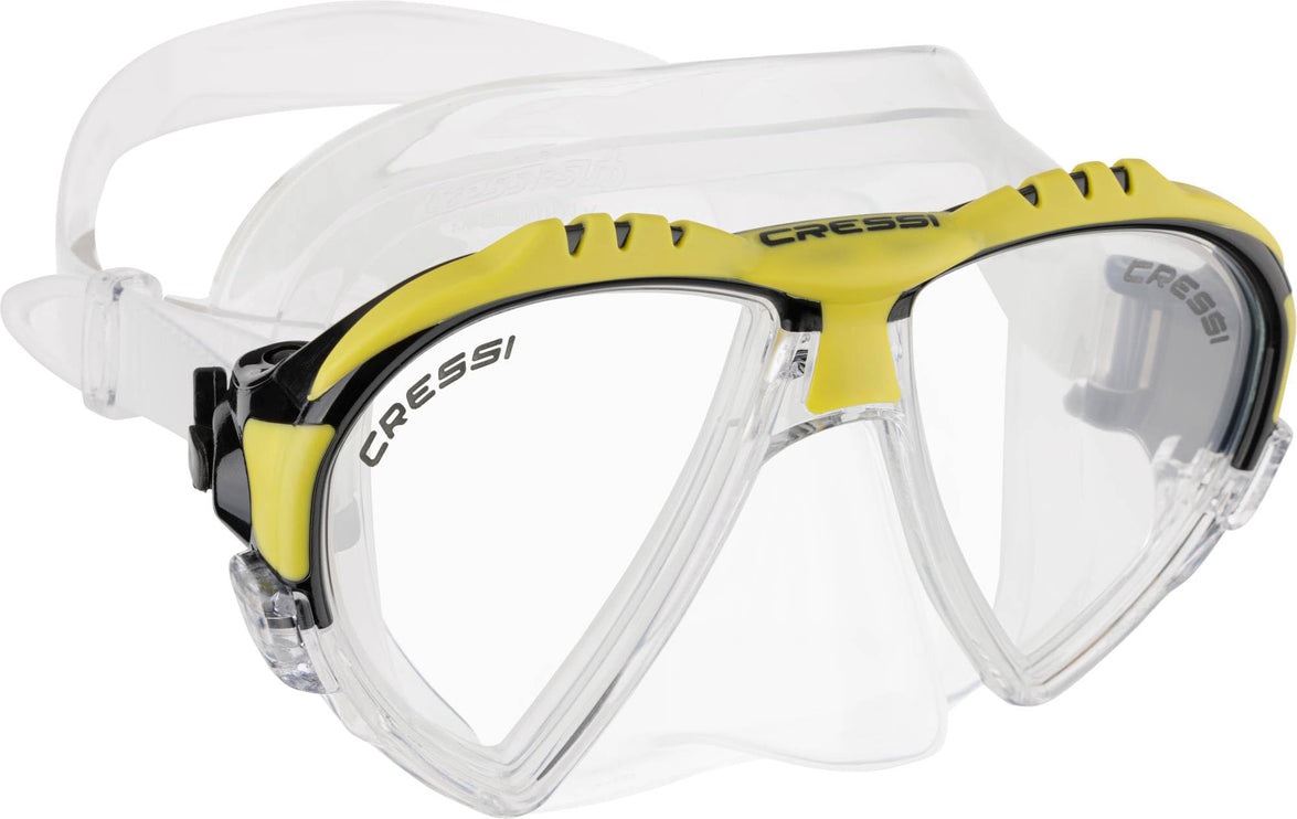 Cressi Adult Matrix with Dry top Snorkel – Clear/Yellow