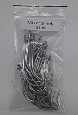 7/0 Long Shank Hooks pack of 25 - Meanfish