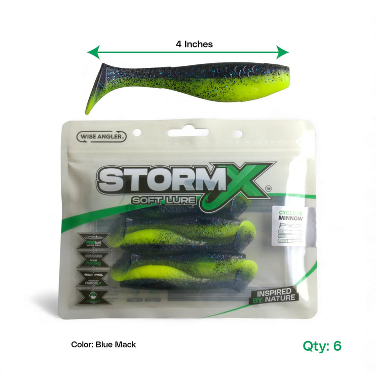 StormX™ Cyclone Minnow 4" Soft Lure — Blue Mack