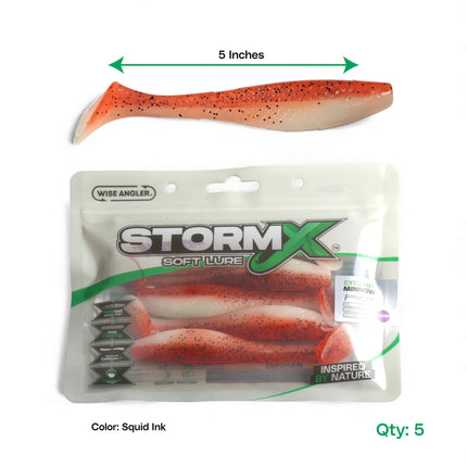StormX™ Cyclone Minnow 5" Soft Lure — Squid Ink - Glow UV