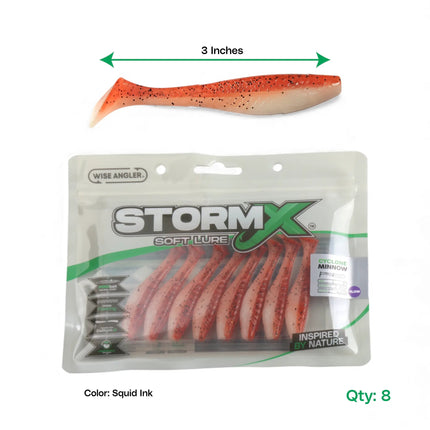 StormX™ Cyclone Minnow 3" Soft Lure — Squid Ink - Glow UV
