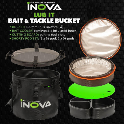 INOVA Lug-It Bait & Tackle Bucket 30L | Waterproof Fishing Bucket
