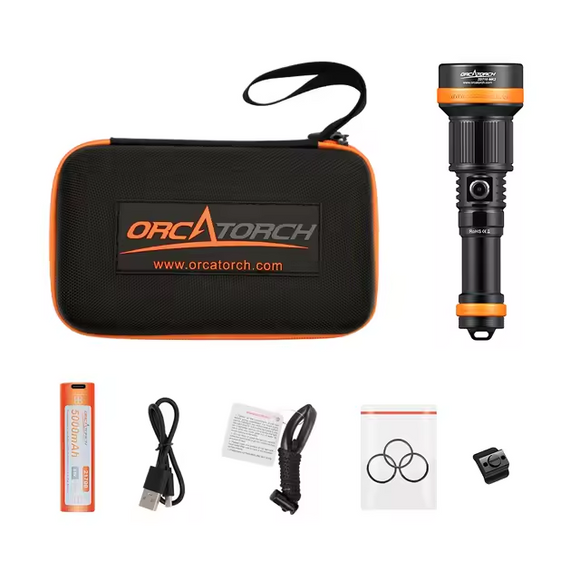 OrcaTorch ZD710 Zoomable Dive Torch – 150m Waterproof, 21700 USB-C Rechargeable Light