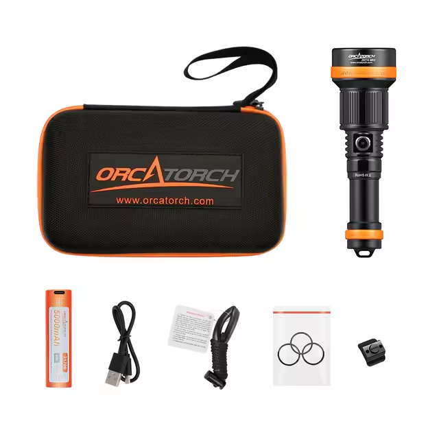 OrcaTorch ZD710 Zoomable Dive Torch – 150m Waterproof, 21700 USB-C Rechargeable Light